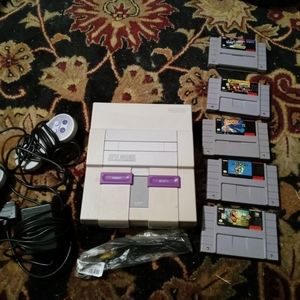 Super Nintendo with 5 games